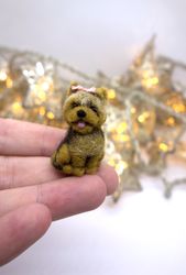 Tiny needle felted yorkshire terrier