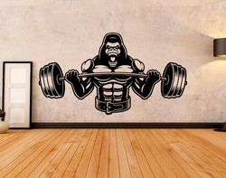 Bodybuilder Gym Fitness Crossfit Coach Sport Muscles Ferocious Gorilla Wall Sticker Vinyl Decal Mural Art Decor
