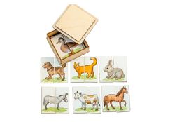 Montessori Puzzle - farm animals, Wooden toddler Toys Age 1 2 3 year, Wood baby Educational Games, homeschool