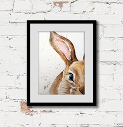 Rabbit 8x11 inch original watercolor painting bunny by Anne Gorywine