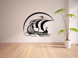 The Ship Of The Ancient Vikings, The Ancient Symbols Of The Viking Warriors Wall Sticker Vinyl Decal Mural Art Decor