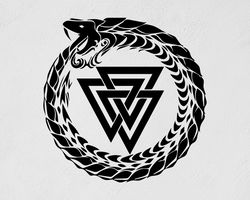 An Ancient Symbol, Is The Ouroboros And Valknut Wall Sticker Vinyl Decal Mural Art Decor