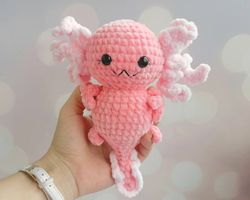 Baby axolotl plush Crochet pink Mexican Salamander Sea animal Amigurumi Gift bestfriend Kawaii stuffed toy