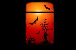 Halloween decor collection, scary tree, 3 bats, pumpkin