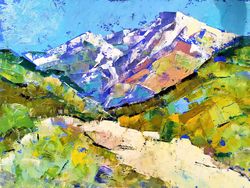 Mountain Painting Original Art Oil Painting Mountain Wall Art Colorado Painting Impasto Artwork 12" by 16"