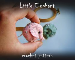 Little Elephant crochet pattern, amigurumi toy pattern, crochet brooch DIY, crochet tutorial, how to crochet guide