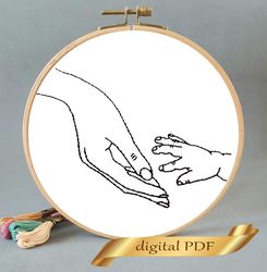 Silhouette hand pdf, pattern easy embroidery DIY, metrics for babies