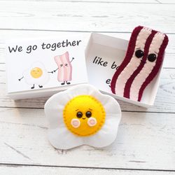 We go together like Bacon & Egg, Pocket hug, Couples gift, Engagement gift, 1 year anniversary gift for boyfriend