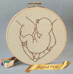 Silhouette hand embroidery pdf, pattern easy embroidery DIY, metric for baby