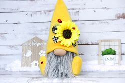 Sunflower Gnome ,Harvest Festival decor ,Fall Kitchen Tiered tray decor , Rustic Gnome
