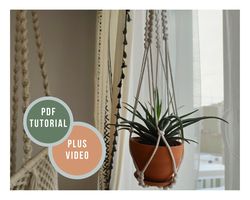 Macrame plant hanger without tassel pattern PDF - beginner tutorial