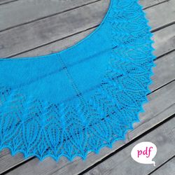 Bekhar Shawl Knitting Pattern Lace with Cable Elegant Fichu for Woman Simple Knitting Project