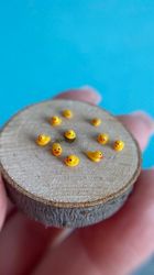 Tiny rubber duck.  yellow miniature duck 0,3 mm (0,11 inches) Micro dollhouse toy. Set of 3 ducks.