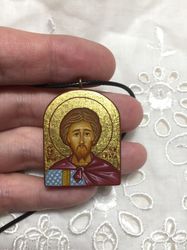 Saint Nikita | Icon pendant | Icon necklace | Wooden pendant | Jewelry icon | Orthodox Icon | Christian saints