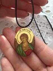 Archangel Gabriel | Icon pendant | Icon necklace | Wooden pendant | Jewelry icon | Orthodox Icon | Christian saints