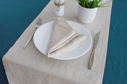 Beige linen table runner / Custom table runner / Dining table top / new home gift / table runner handmade / kitchen gift