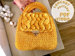 Crochet handbag, Shoulder crossbody bag, Crochet Pattern bag, Download Tutorial PDF VIDEO