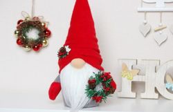 Christmas Gnome with mini Christmas wreath