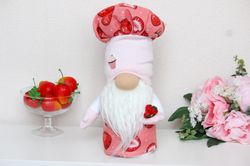 Strawberry Gnome BOY Cook / Farmhouse Kitchen Decor / Idea for gift wedding