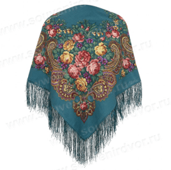 Authentic Pavlovo Posad  shawl - Stranger Woman | Traditional Russian Shawl | Size: 89x89cm/36"x36"