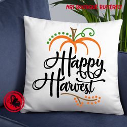Happy harvest print Pumpkin clipart Thanksgiving decor Digital downloads
