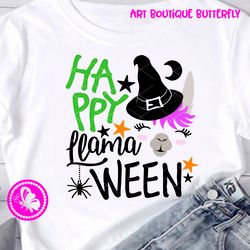 Happy Llama Ween Halloween print Lama face clipart Digital downloads Witches hat