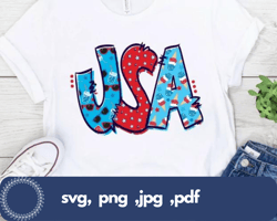 USA Doodle Letters with Patterns PNG JPEG PDF SVG
