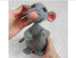 stuffed animal plush fluffy small rat to order, fluffy mouse with wire frame inside