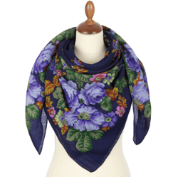 Beautiful shawl Sunny Path from Pavlovo Posad , Size 89x89cm/36x36"