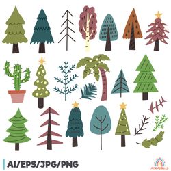 Boho Christmas Tree Clipart Graphic