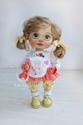 Rag doll Cloth doll Textile doll Tilda doll Handmade fabric doll Handmade textile beautiful doll with brown hair