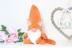 Ginger Cat Gnome, Gift cat lover, Plush Cat toy, Pet Home decor