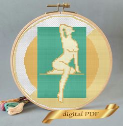 Feminist women cross stitch pattern, design easy embroidery DIY, abstract modern embroidery