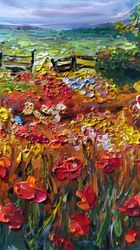 Landscape of Provence painting impressionism Original art small oil Artwork impasto