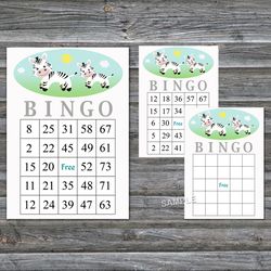 Zebra bingo cards,Zebra bingo game,Zebra Printable bingo cards,60 Bingo Cards,INSTANT DOWNLOAD--360