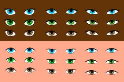 A set of eyes of different shapes