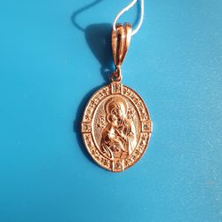 Vladimir Mother of God Christian pendant Necklace plated with rose gold 0.9x0.6" free shipping