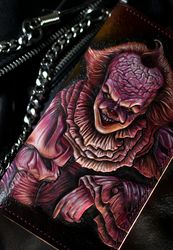 Original leather wallet "Pennywise, that's Stephen King," 2017, handmade