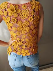 handmade crochet cotton blouse irish lace
