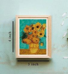Tiny cross stitch pattern Sunflowers Van Gogh, Miniature cross stitch pattern modern pdf