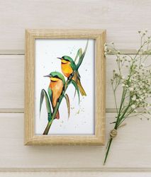 Bee-eater bird wall art, Watercolor birds, original watercolor painting, bird home art, discount by Anne Gorywine