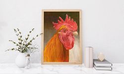 Cock painting,chiken art,oil painting,Original Art Animal Artwork Canvas Art, original painting