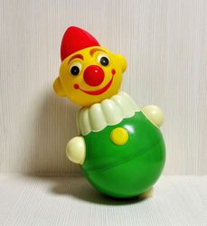 Vintage Soviet Musical Doll Clown. Russian Doll Roly Poly