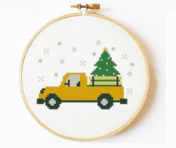 Christmas car cross stitch pattern, Cross stitch pattern pdf, xstitch embroidery, Needlecraft pattern