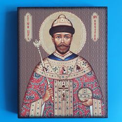 Nicholas II Romanov the last Russian Emperor orthodox icon made of wood  6.2x5" free shipping