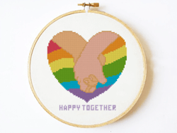 Lgbt cross stitch pattern modern. rainbow pride cross stitch