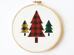 Christmas tree cross stitch pattern for beginner 5inch, Modern cross stitch pattern, Simple cross stitch
