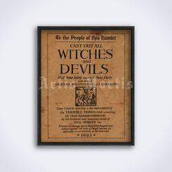 Cast out all Witches and Devils medieval title page printable art, print, poster (Digital Download)