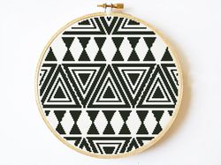 Aztec Cross Stitch Pattern, Geometric Modern Needlecraft Pattern Black and White point de croix