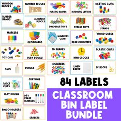 School Supplies and Bin Labels |  Bin Label  | Printable Signs | Stationary Storage | Organization | For Teachers |